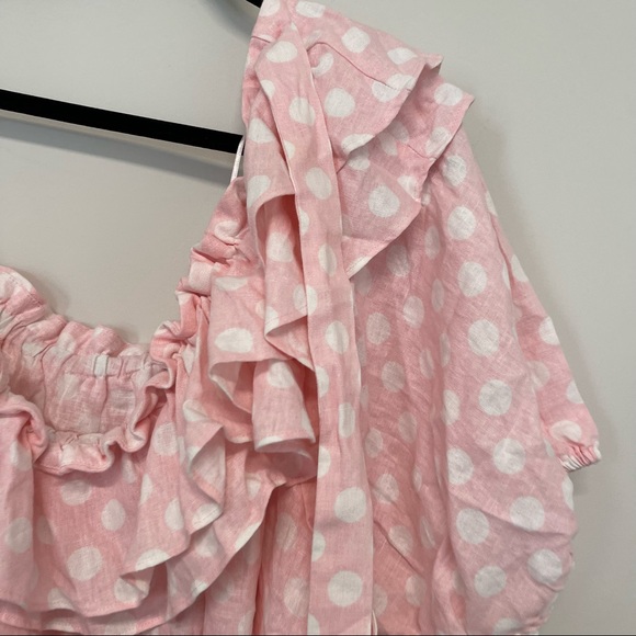 Lisa Marie Fernandez x Target Pink & White Polka Dot Short Ruffle Dress Size 1X - Picture 5 of 7